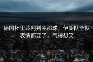 德国杯里裁判判完那球，伊朗队全队表情都变了，气得想笑