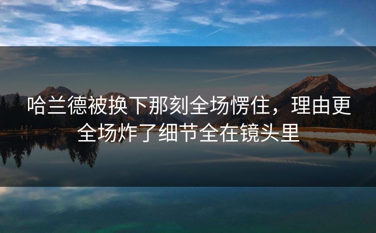 哈兰德被换下那刻全场愣住,理由更全场炸了细节全在镜头里 哈兰德被换下那刻全场愣住,理由更全场炸了细节全在镜头里